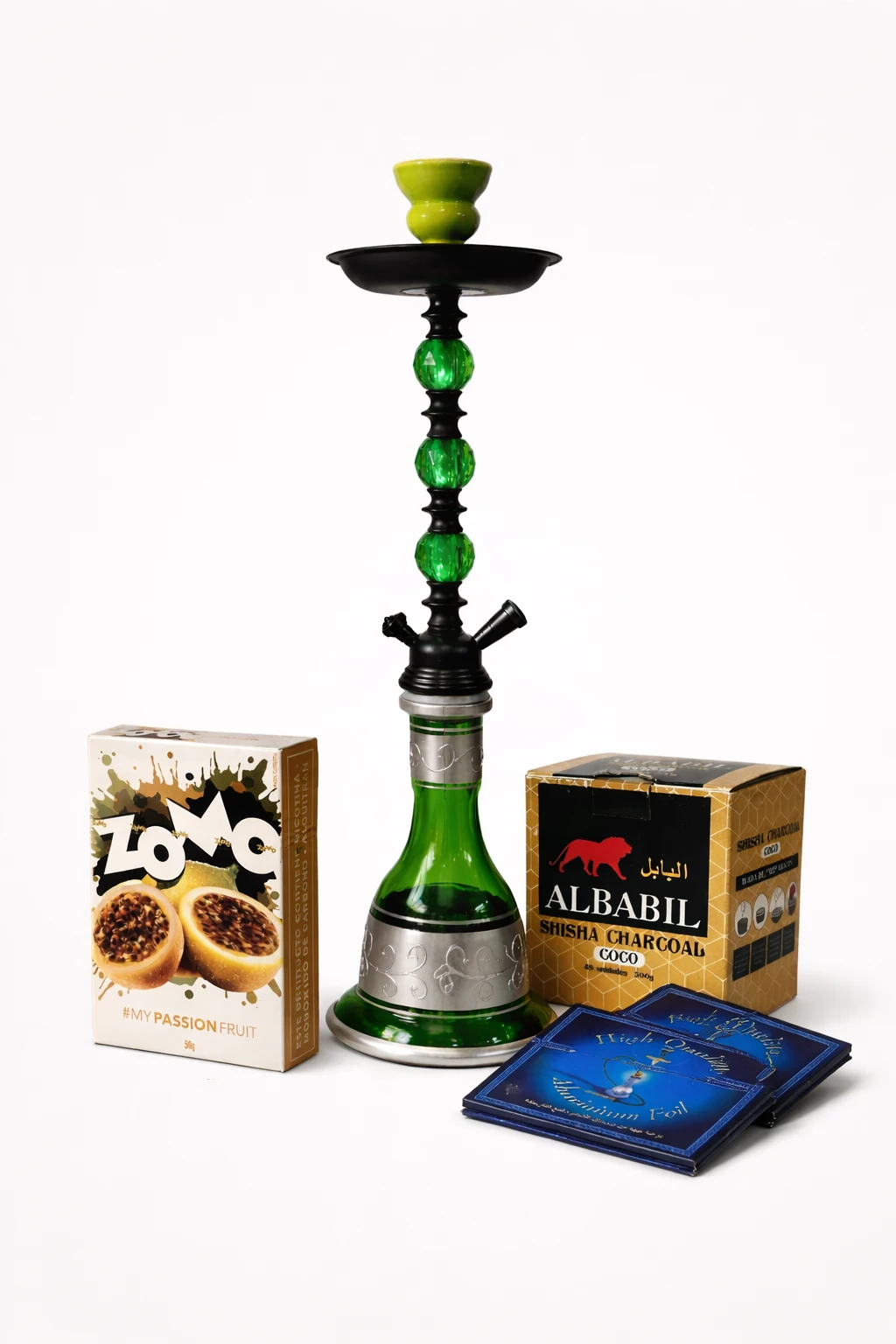 Combo Narguile, Tabaco Zomo A Elección y Carbón de Coco